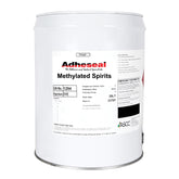 A white drum labeled 'Adhesail Methylated Spirits' used for storing and dispensing the product.